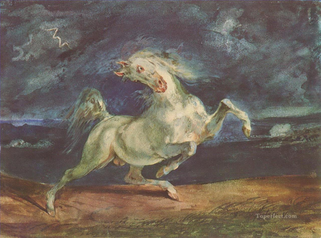 eugene delacroix Cheval effrayé par une tempête 1824 1 Peintures à l'huile